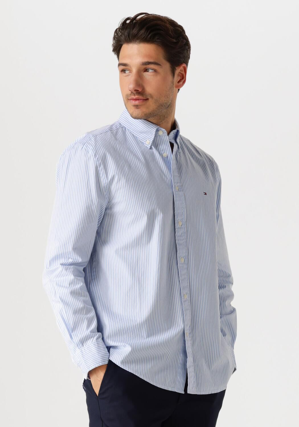 TOMMY HILFIGER Heren Overhemden Flex Poplin Classic Lichtblauw