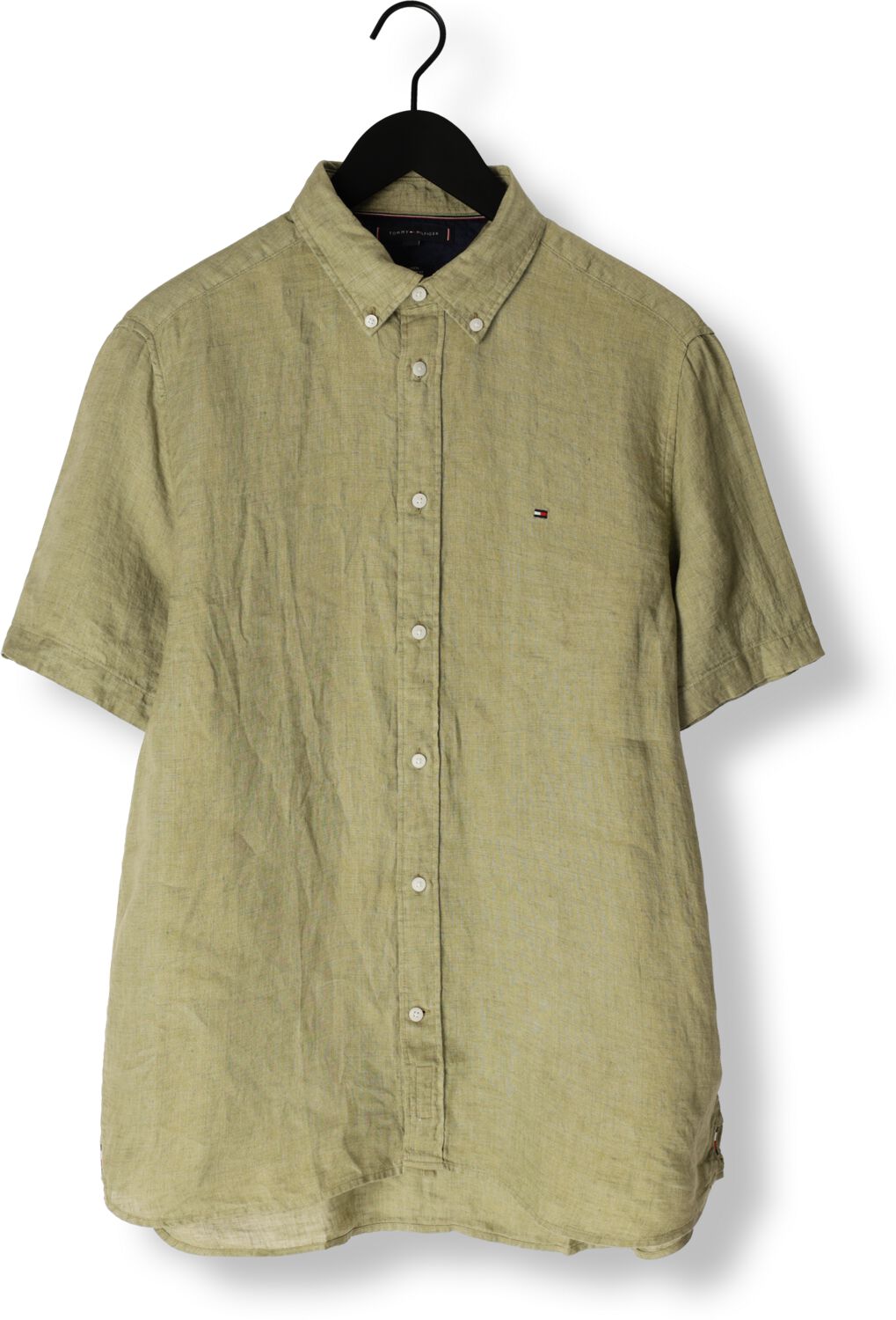 TOMMY HILFIGER Heren Overhemden Pigment Dyed Linen Rf Shirt S s Olijf