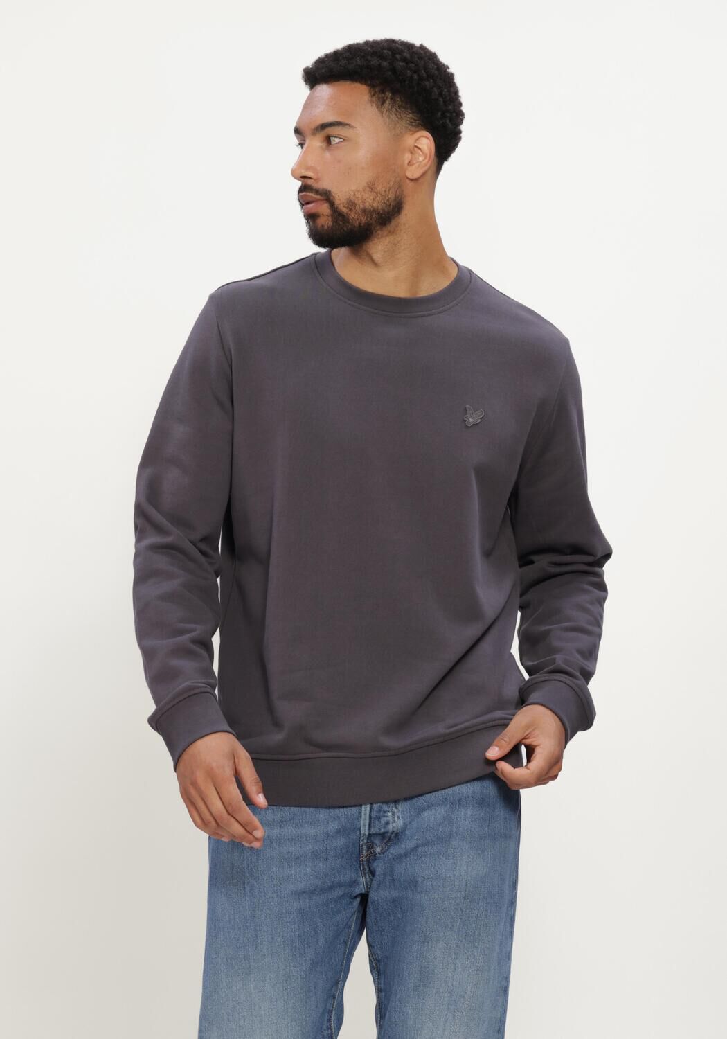 Donkergrijze LYLE & SCOTT Trui SUPERFINE CREW NECK SWEATSHIRT - large