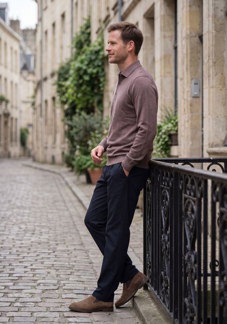 Bordeaux PROFUOMO Polo POLO ONE PIECE LS LUXURY BASIC - large