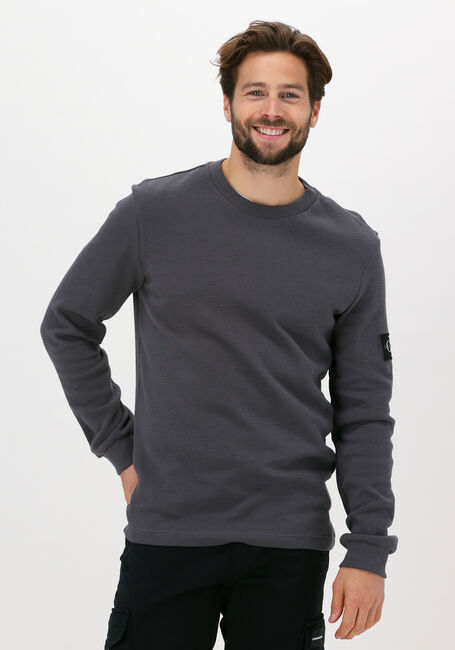Grijze CALVIN KLEIN Sweater BADGE WAFFLE LS TEE - large