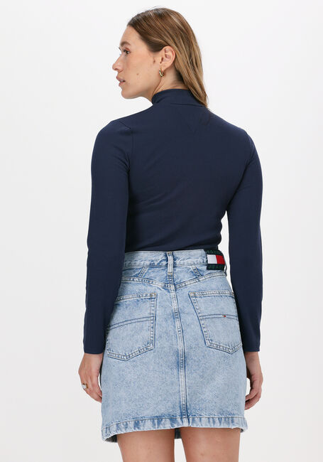 Donkerblauwe TOMMY JEANS T-shirt TJW RIB MOCK NECK LONGSLEEVE - large