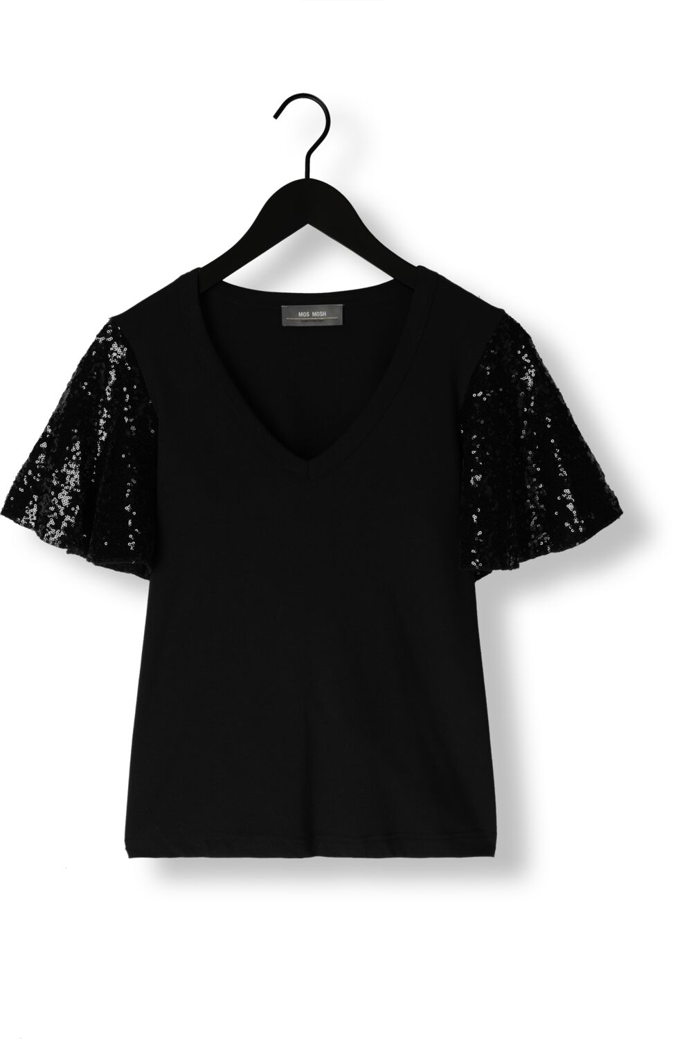 MOS MOSH Dames Tops & T-shirts Pinter O-s Sequin Tee Zwart