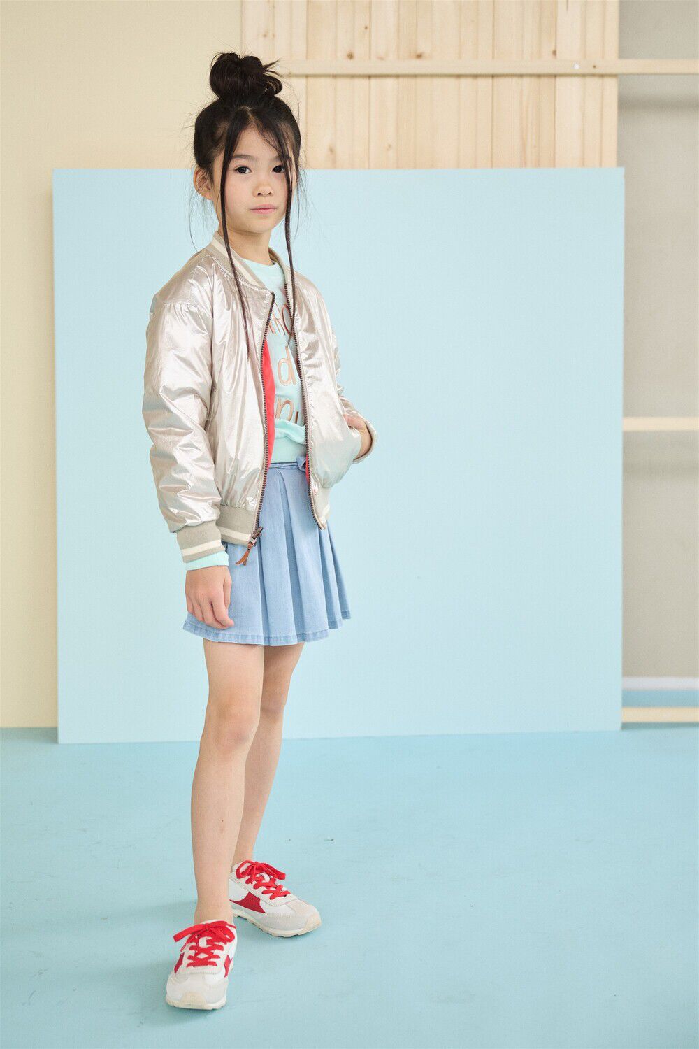 NONO Meisjes Broeken Sella Denim Skort Lichtblauw