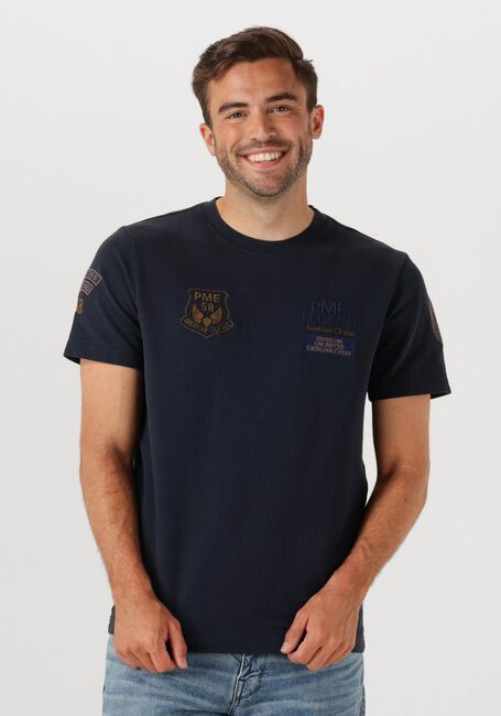 Donkerblauwe PME LEGEND T-shirt FLAT WAFFEL JERSEY - large