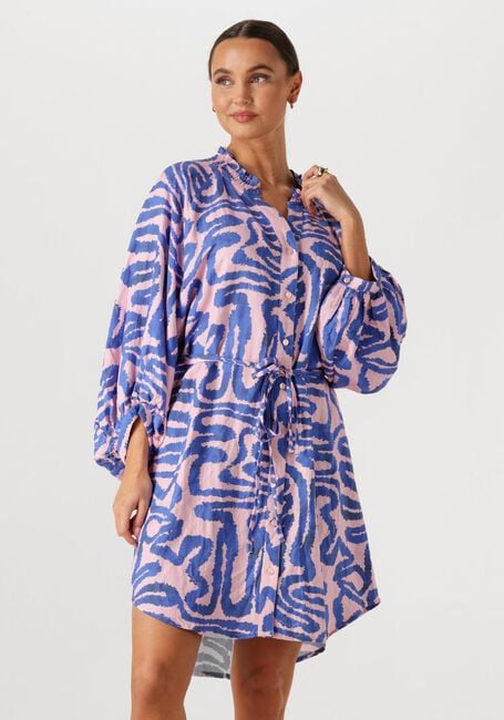 Multi POM AMSTERDAM Mini jurk DRESS WAVES PINK LINEN - large