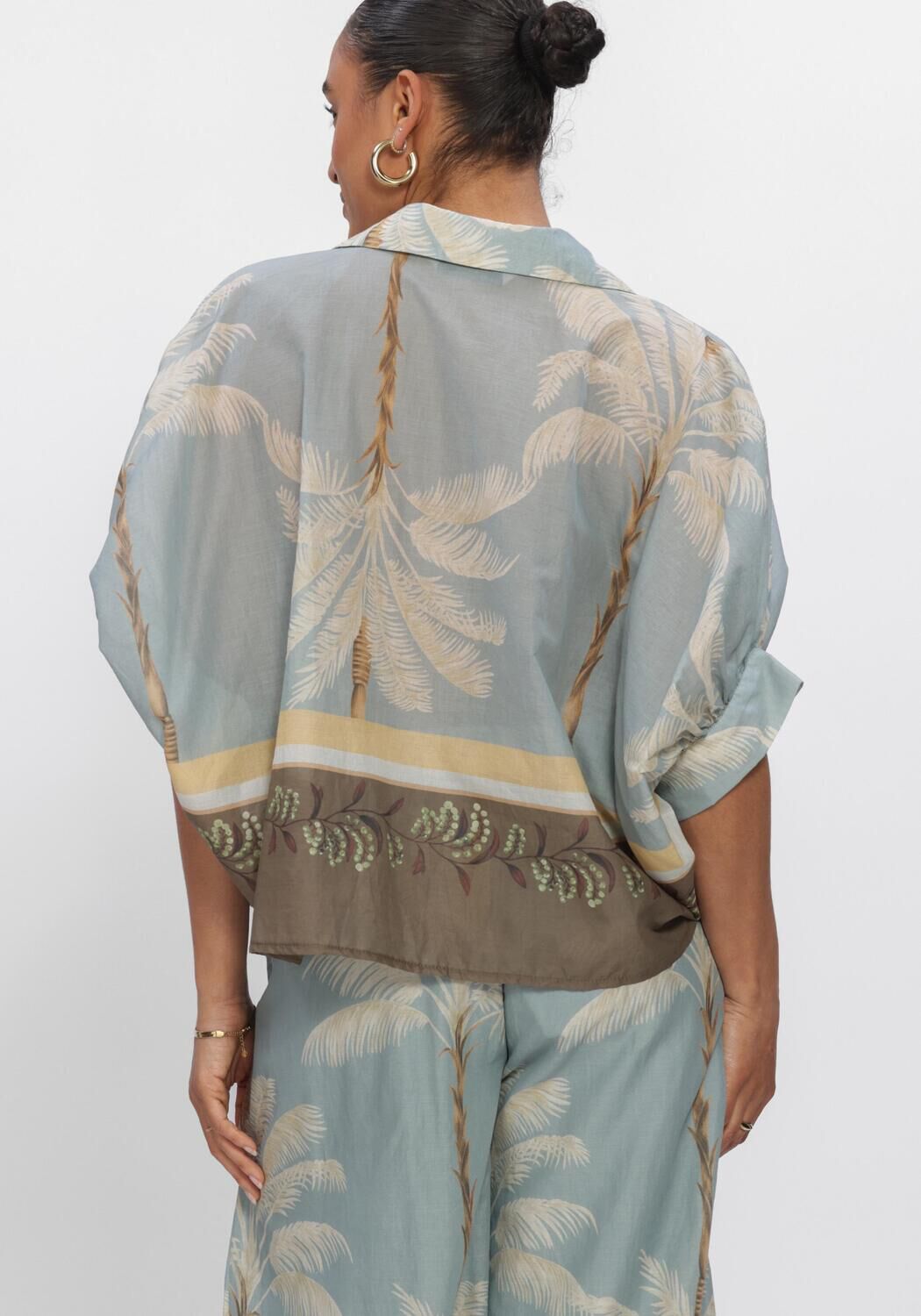 Blauwe SUMMUM Blouses BLOUSE PALMTREE PRINT - large