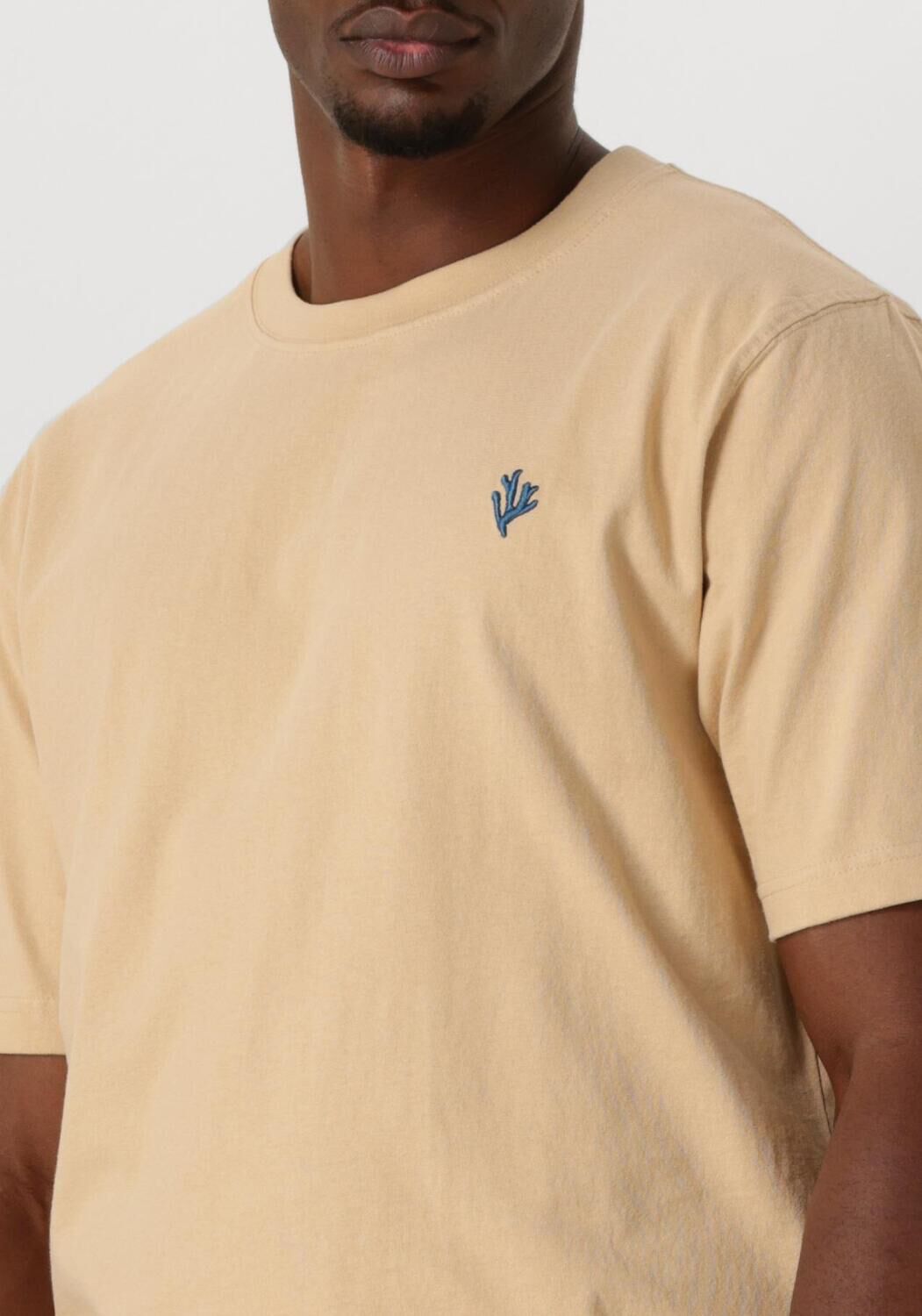 SHIWI Heren Polo's & T-shirts Men Finn Relaxed T-shirt Coral Logo Beige