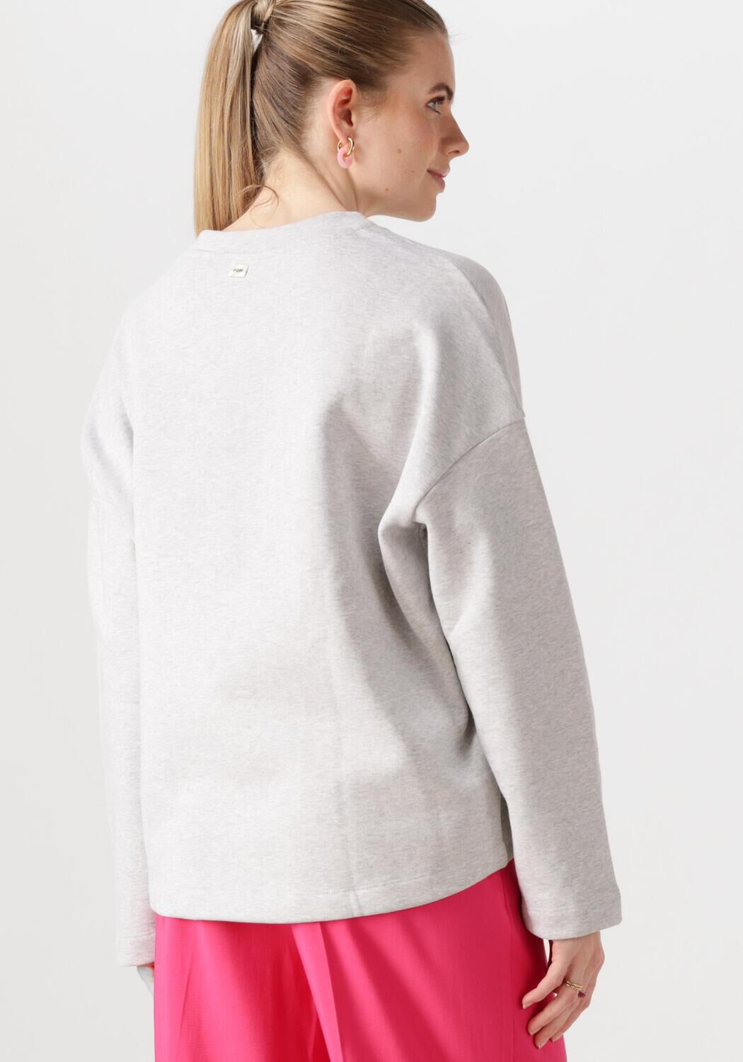 POM AMSTERDAM Dames Truien & Vesten Floral Grey Melange Lichtgrijs