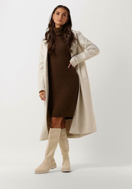 Bruine OBJECT Mini jurk MALENA L/S ROLLNECK DRESS - large