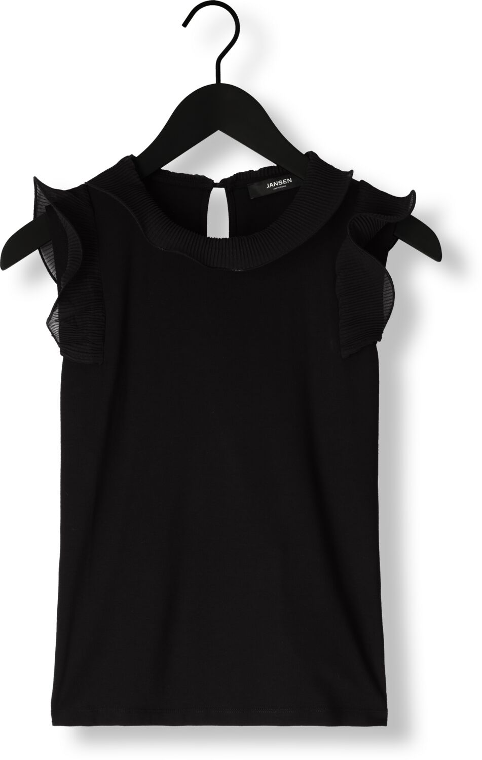 JANSEN AMSTERDAM Dames Tops & T-shirts V309 Top Sleeveless With Ruffle Details Zwart