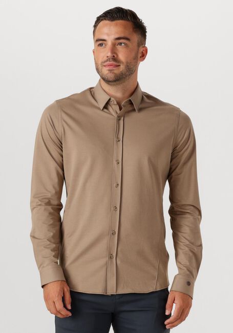 Beige CAST IRON Klassiek overhemd CF TECH TWILL JERSEY - large