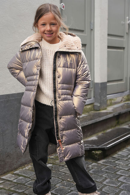 Gouden LIKE FLO Gewatteerde jas ABBY FLO GIRLS LONG FANCY HOODED JACKET - large