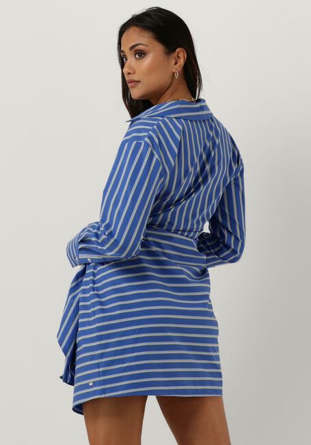 Blauwe TOMMY HILFIGER Mini jurk CO STRIPE SHORT WRAP SHIRT DRESS - large