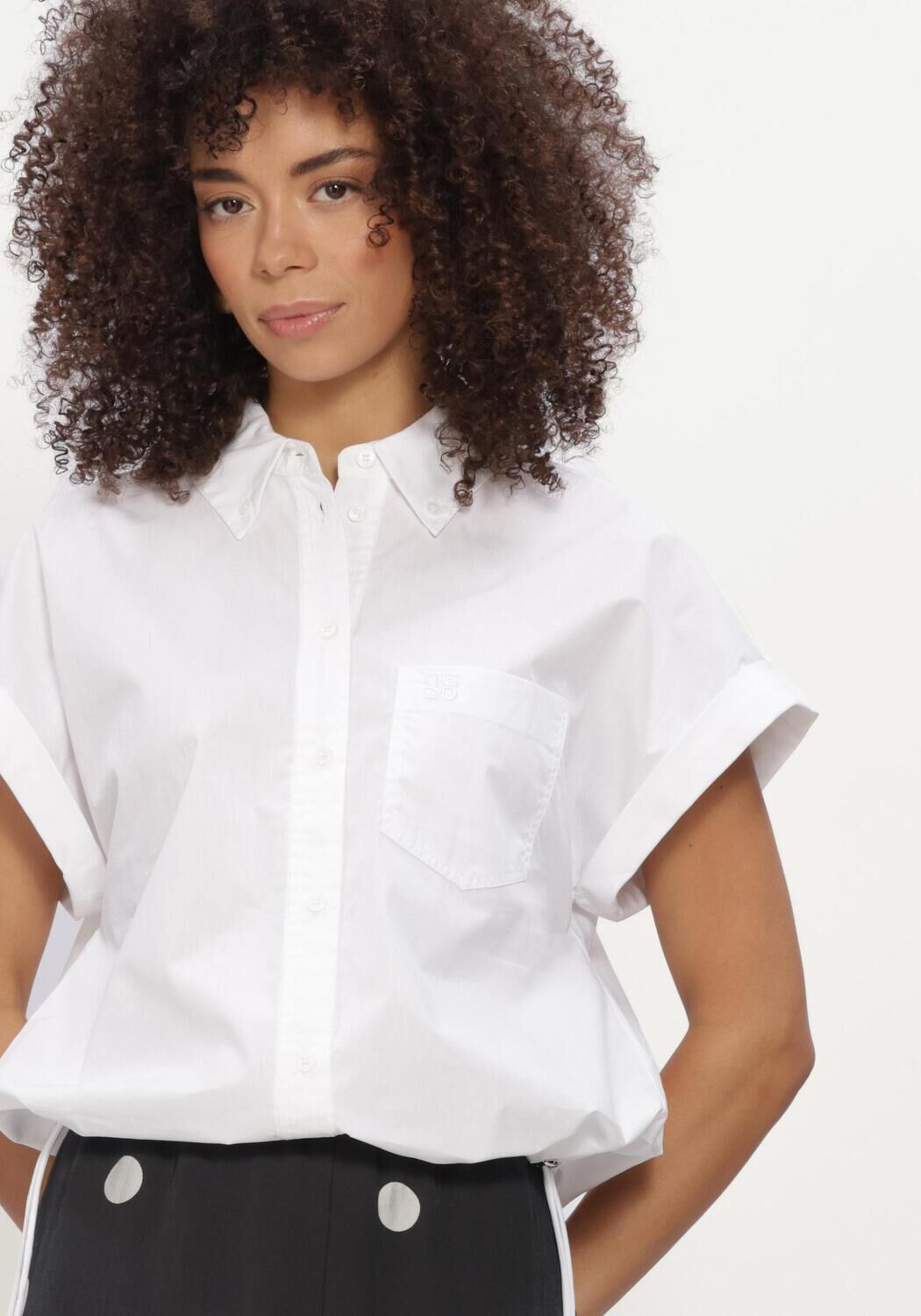 Witte DANTE6 Blouses ECLAT CAP-SLEEVE BUTTON DOWN SHIRT - large