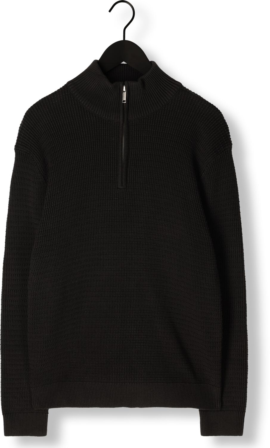 SELECTED HOMME Heren Truien & Vesten Slhtheo Ls Knit Structure Half Zip Zwart