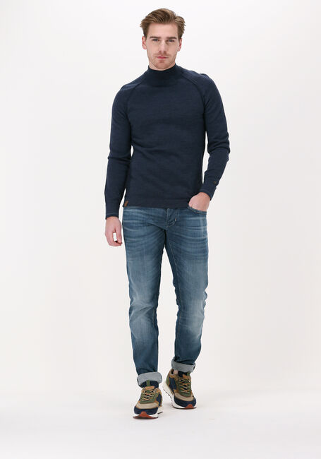 Donkerblauwe CAST IRON Trui MOCK NECK TECH MERINO Donkerblauwe CAST IRON Trui MOCK NECK TECH MERINO - large