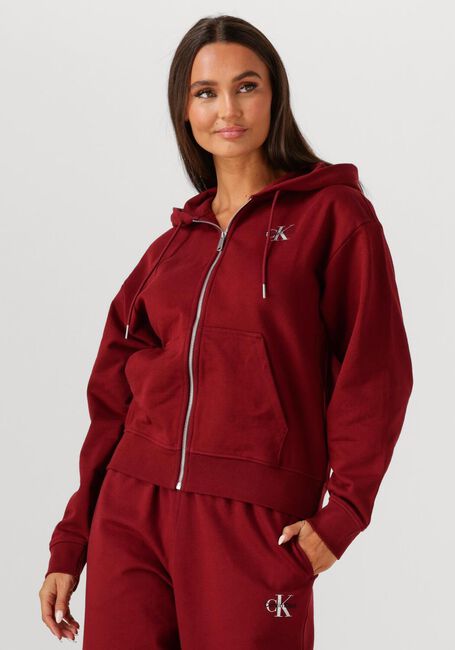 Bordeaux CALVIN KLEIN Sweater MONOLOGO FRENCH TERRY FZ BF HOOD - large