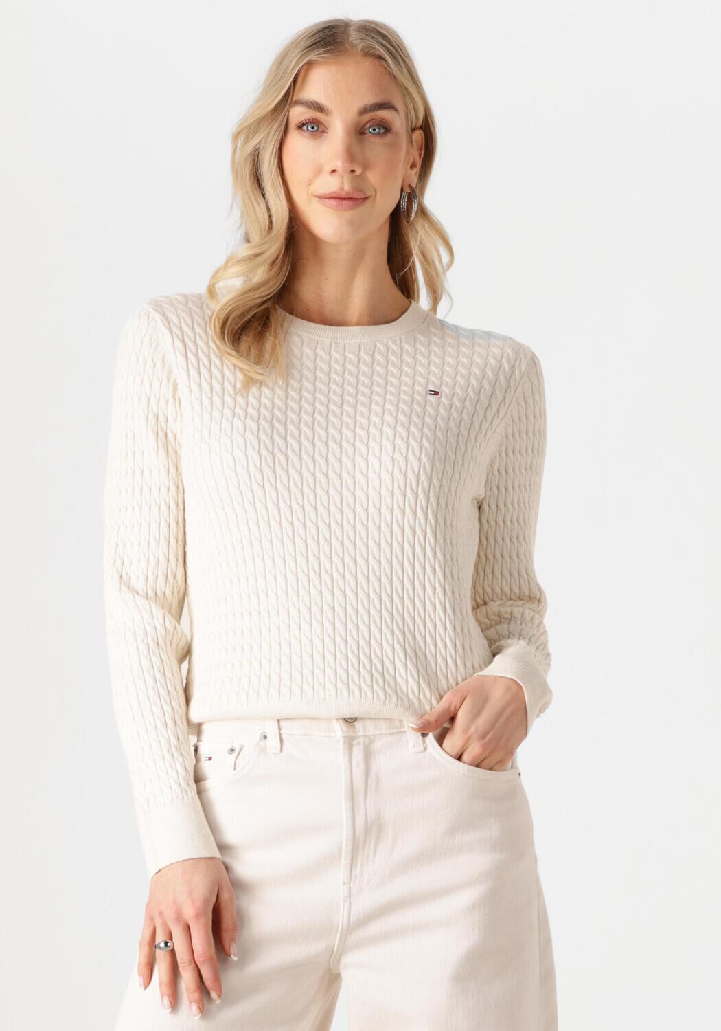 TOMMY HILFIGER Dames Truien & Vesten Co Cable Fine Cg Gebroken Wit