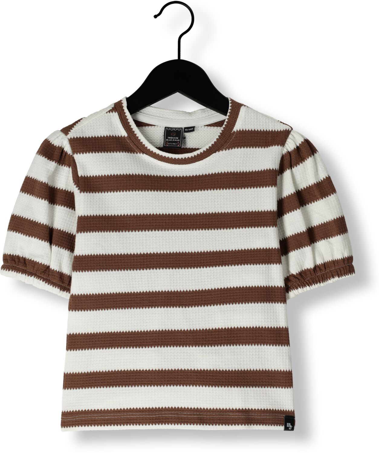 INDIAN BLUE JEANS Meisjes Tops & T-shirts T-shirt Striped Puffed Sleeve Bruin