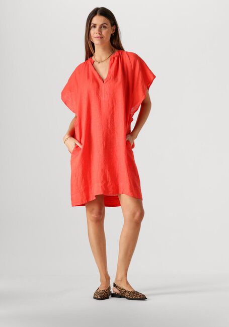 Rode BY-BAR Mini jurk VINA LINEN DRESS - large
