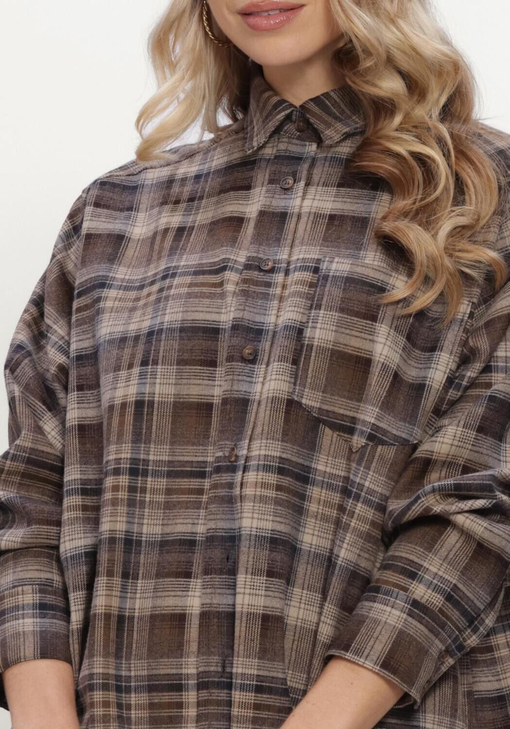 Taupe NEO NOIR Blouses DALMA FLANNEL CHECK SHIRT - large
