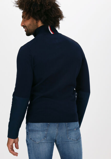 Donkerblauwe TOMMY HILFIGER Trui MIXED MEDIA ZIP MOCK - large