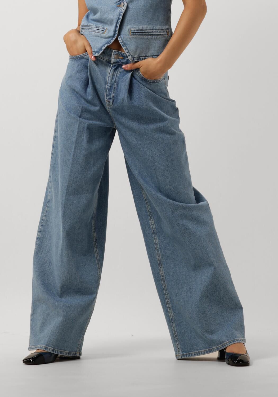 SELECTED FEMME Dames Jeans Slfellin-gry Hw Extra Wide Jeans Blauw