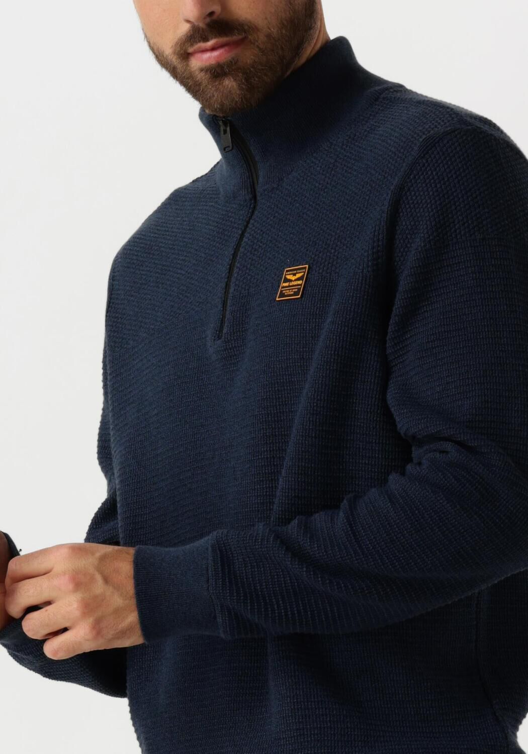 PME LEGEND Heren Truien & Vesten Half Zip Collar Cotton Mouline Donkerblauw