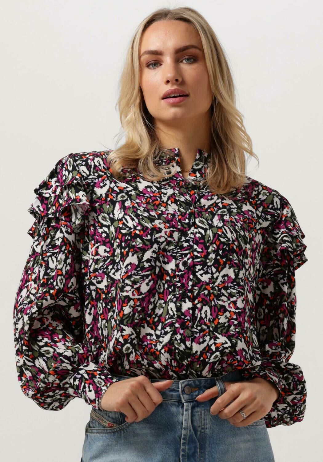 ALIX THE LABEL Dames Blouses Ladies Woven Blurry Flower Blouse Multi