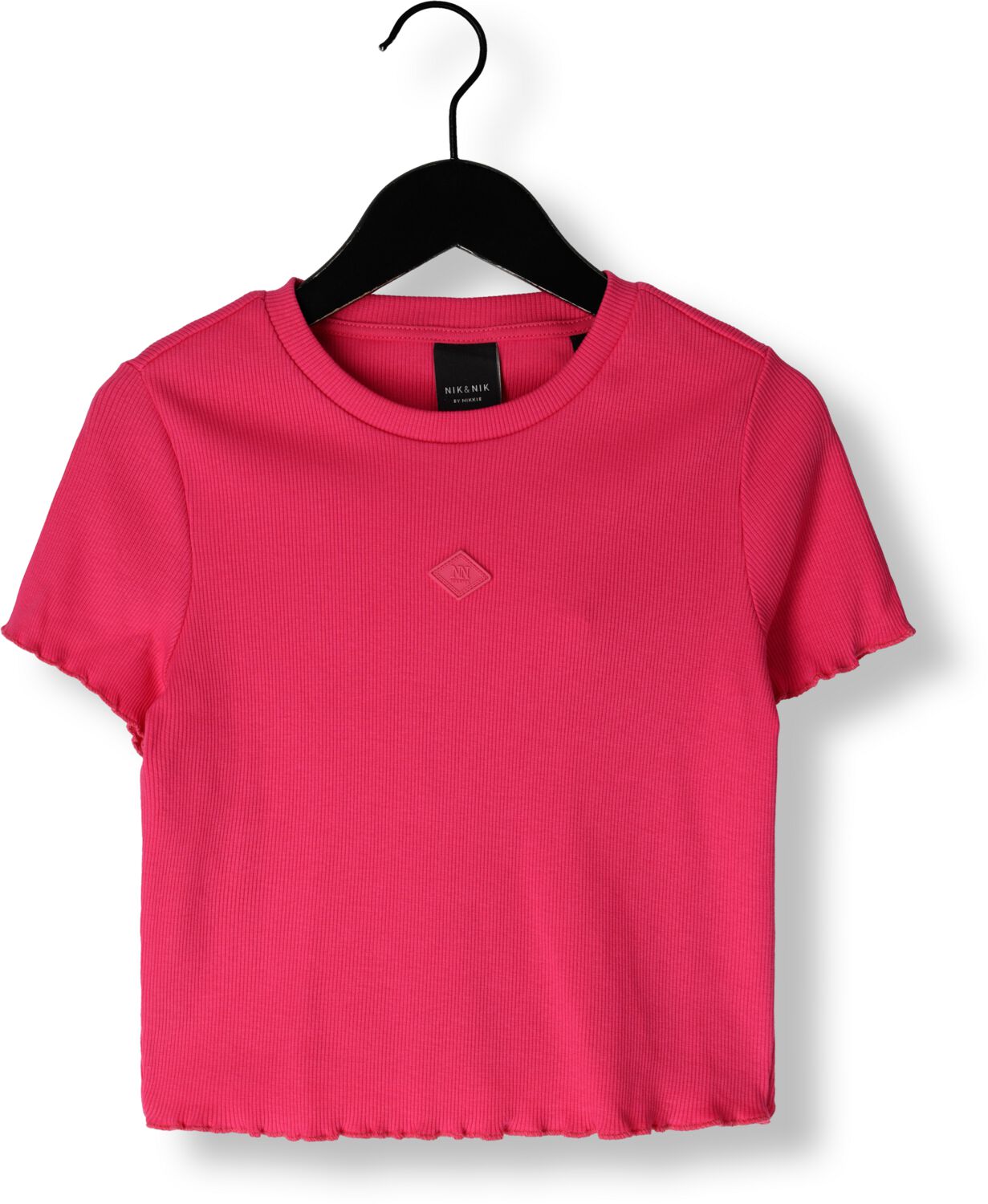 NIK&NIK T-shirt Rib fuchsia Roze Meisjes Stretchkatoen Ronde hals Effen 164