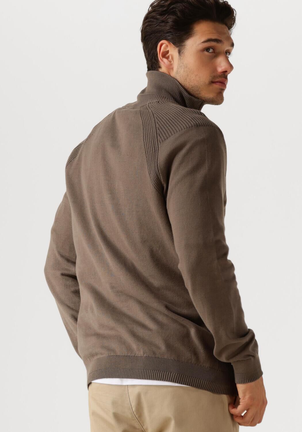 CAST IRON Heren Truien & Vesten Half Zip Collar Cotton Stretch Bruin