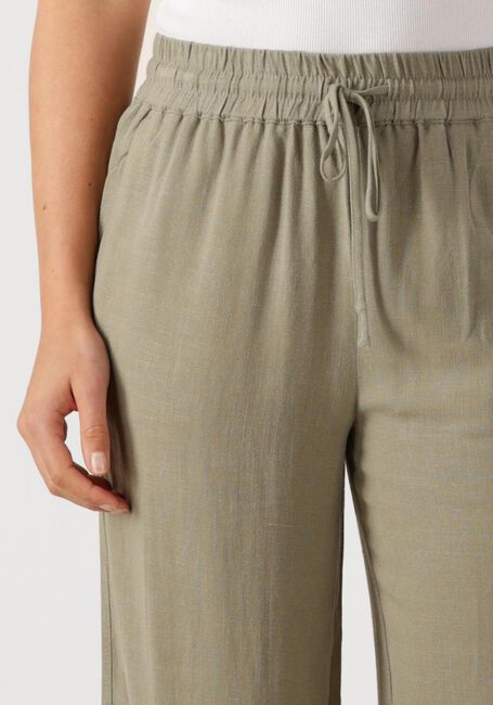 Khaki SELECTED FEMME Wijde broek SLFVIVA-GULIA HW LONG LINEN PANT NOOS - large