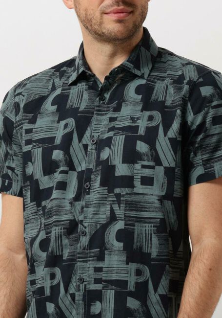 Groene PME LEGEND Casual overhemd SHORT SLEEVE SHIRT PRINT ON CTN SLUB - large
