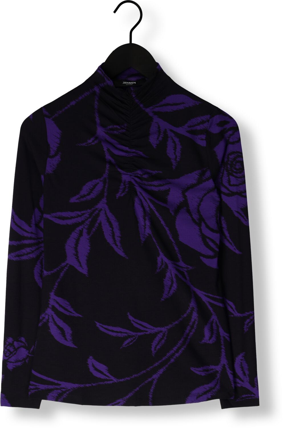 JANSEN AMSTERDAM Dames Tops & T-shirts Vbf101 Jersey Print Top With Wrinkling At Turtle Neck Paars