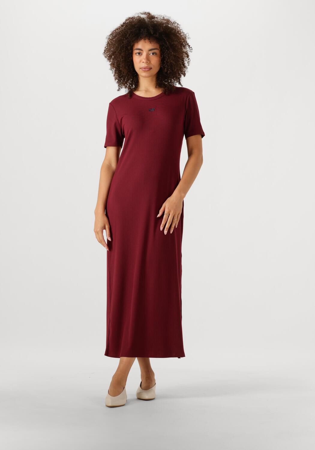CALVIN KLEIN Dames Jurken A- Modal Rib Ss Dress Rood