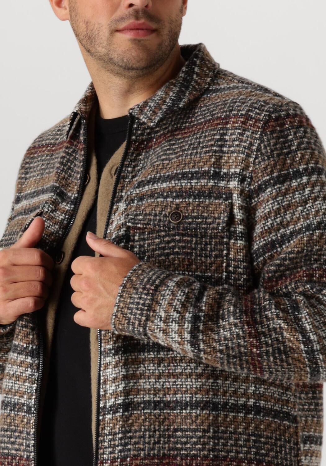 ANERKJENDT Heren Overhemden Akhanky Multi Col. Overshirt Beige