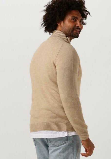 Zand SELECTED MEN Trui SLHREG DAN WOOL-MIX ZIP HIGH NECK OW - large