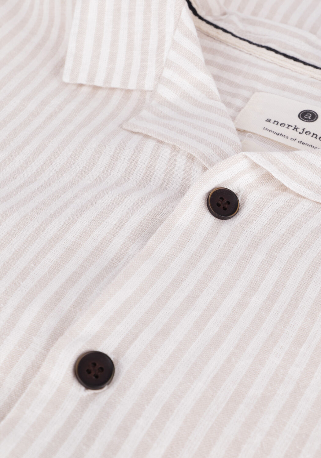 Beige ANERKJENDT Casual overhemd AKLEO COT/LIN STRIPE SHIRT - large