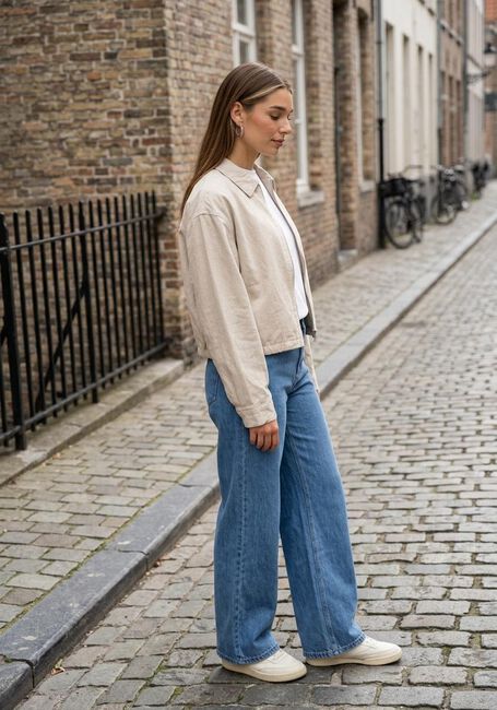 Blauwe OBJECT Wide jeans OBJFRAME LISA WIDE MW PANTS - large
