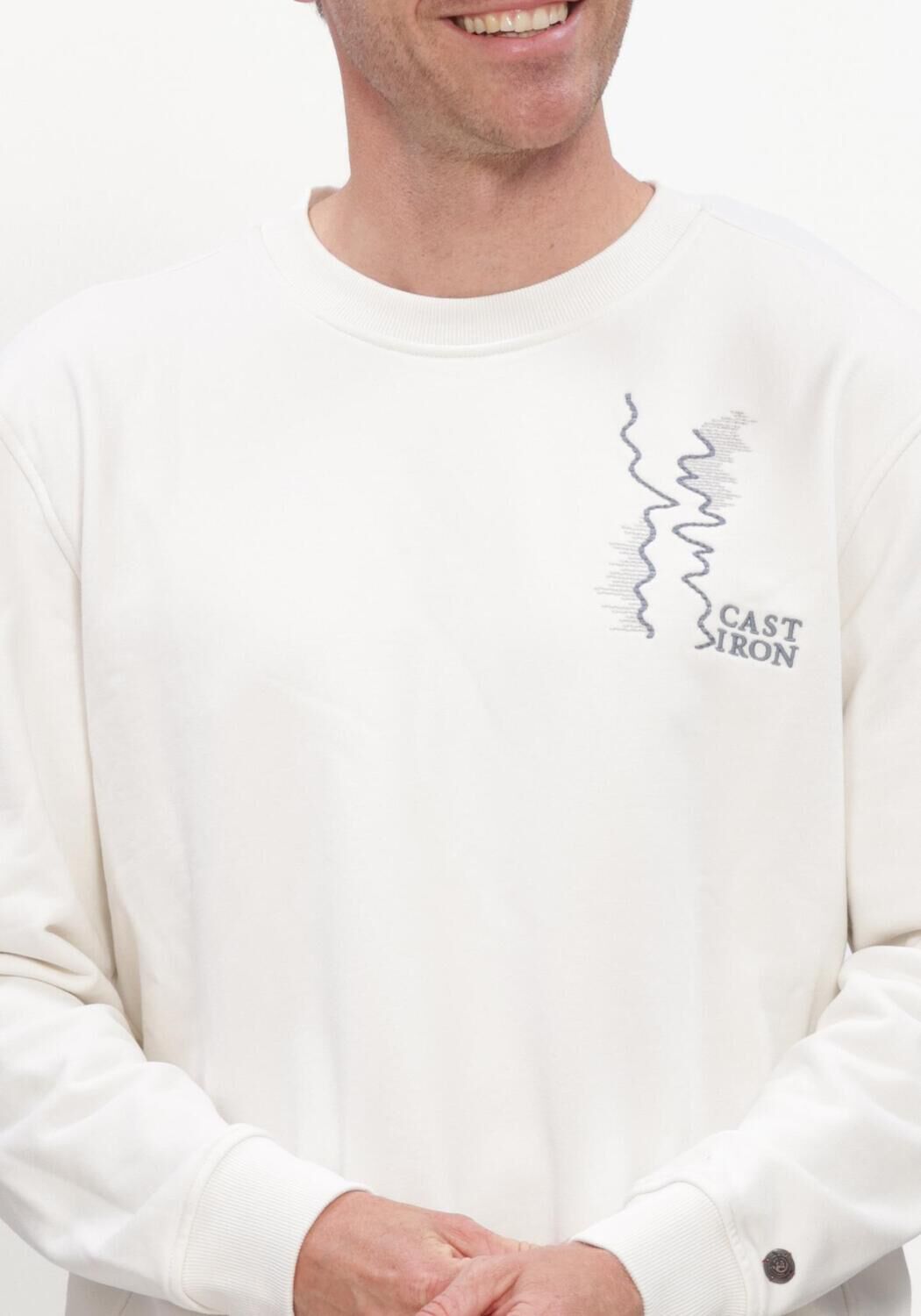 Gebroken wit CAST IRON Sweater CREWNECK RELAXED FIT GRAPHIC - large