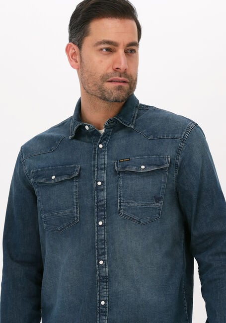 Donkerblauwe PME LEGEND Spijkerjas LONG SLEEVE SHIRT TINTED BLUE VINTAGE - large