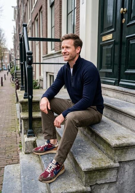 Blauwe BUTCHER OF BLUE Trui CLIFDEN HALFZIP - large