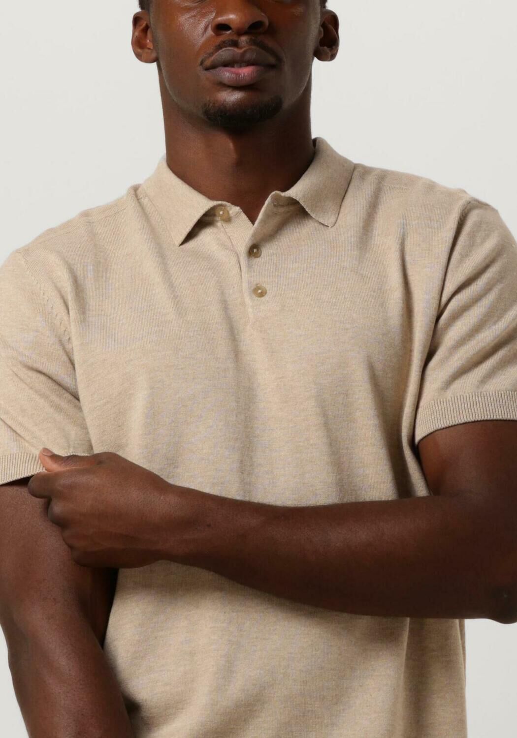 SELECTED HOMME Heren Polo's & T-shirts Slhberg Ss Knit Polo Noos Beige
