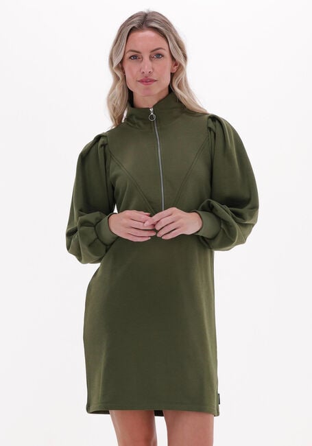 Groene SCOTCH & SODA Mini jurk ZIPPED NECK SWEAT DRESS WITH PUFFED SLEEVES - large