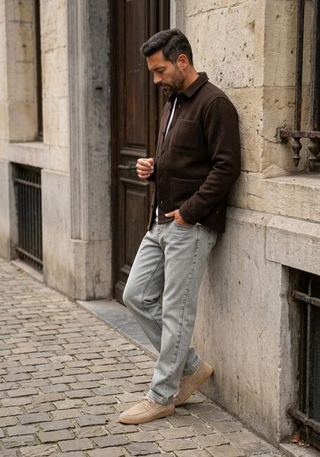 Bruine LES DEUX Overshirt JASON SOLID WOOL OVERSHIRT - large