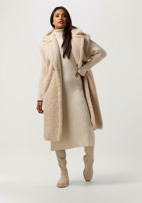 Beige Y.A.S. Midi jurk YASMAVI KNIT MIDI ROLLNECK DRESS - large
