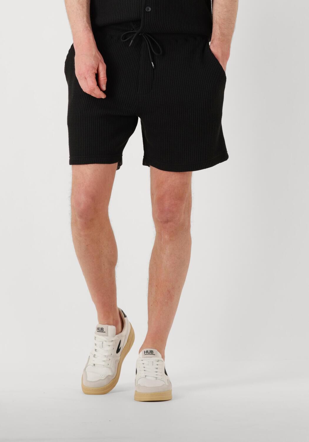 SHIWI Heren Broeken Men Oscar Waffle Structure Shorts Zwart