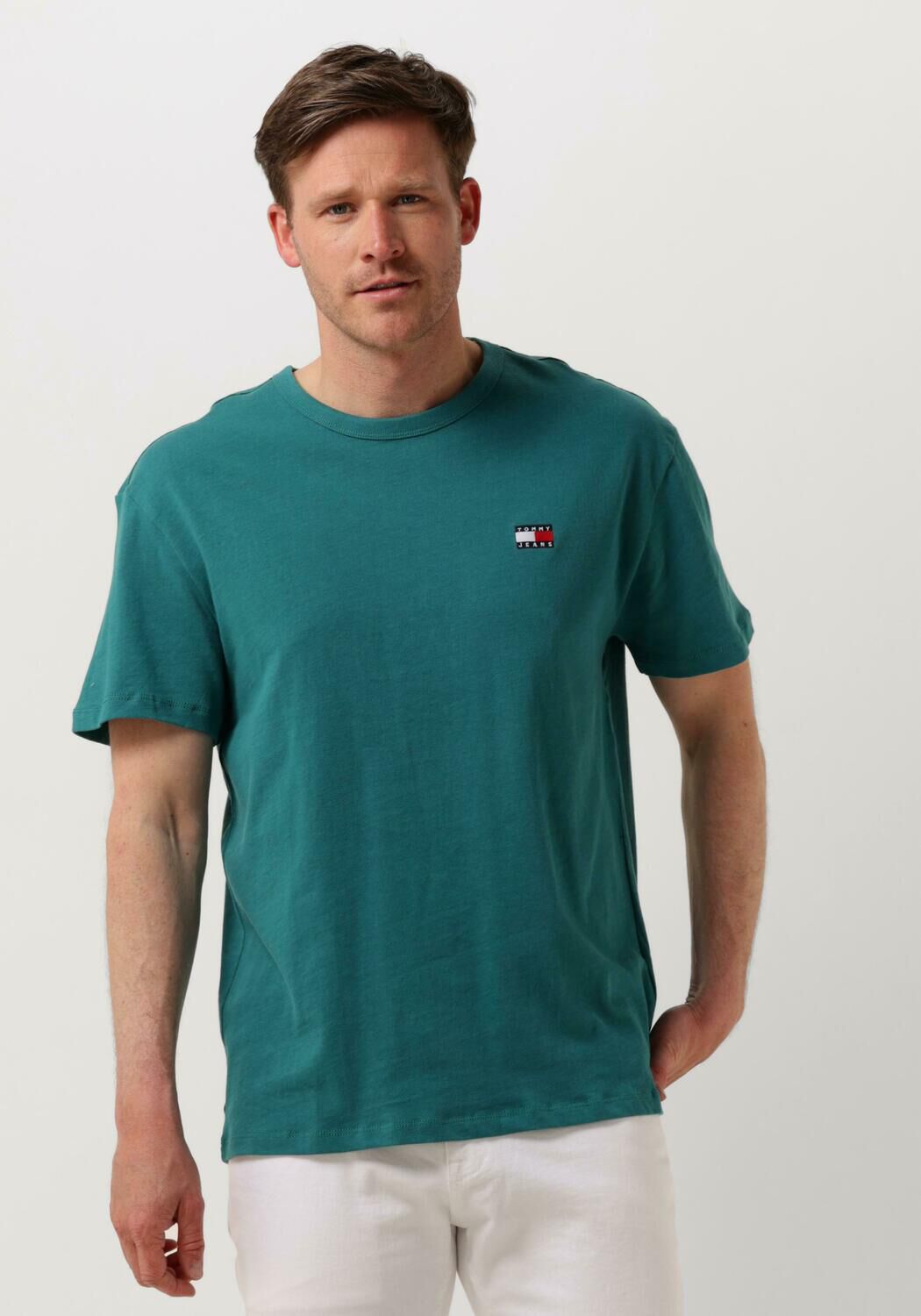 Tommy Jeans Groene Petrolio Reg Badge Tee Text T-shirt Green Heren