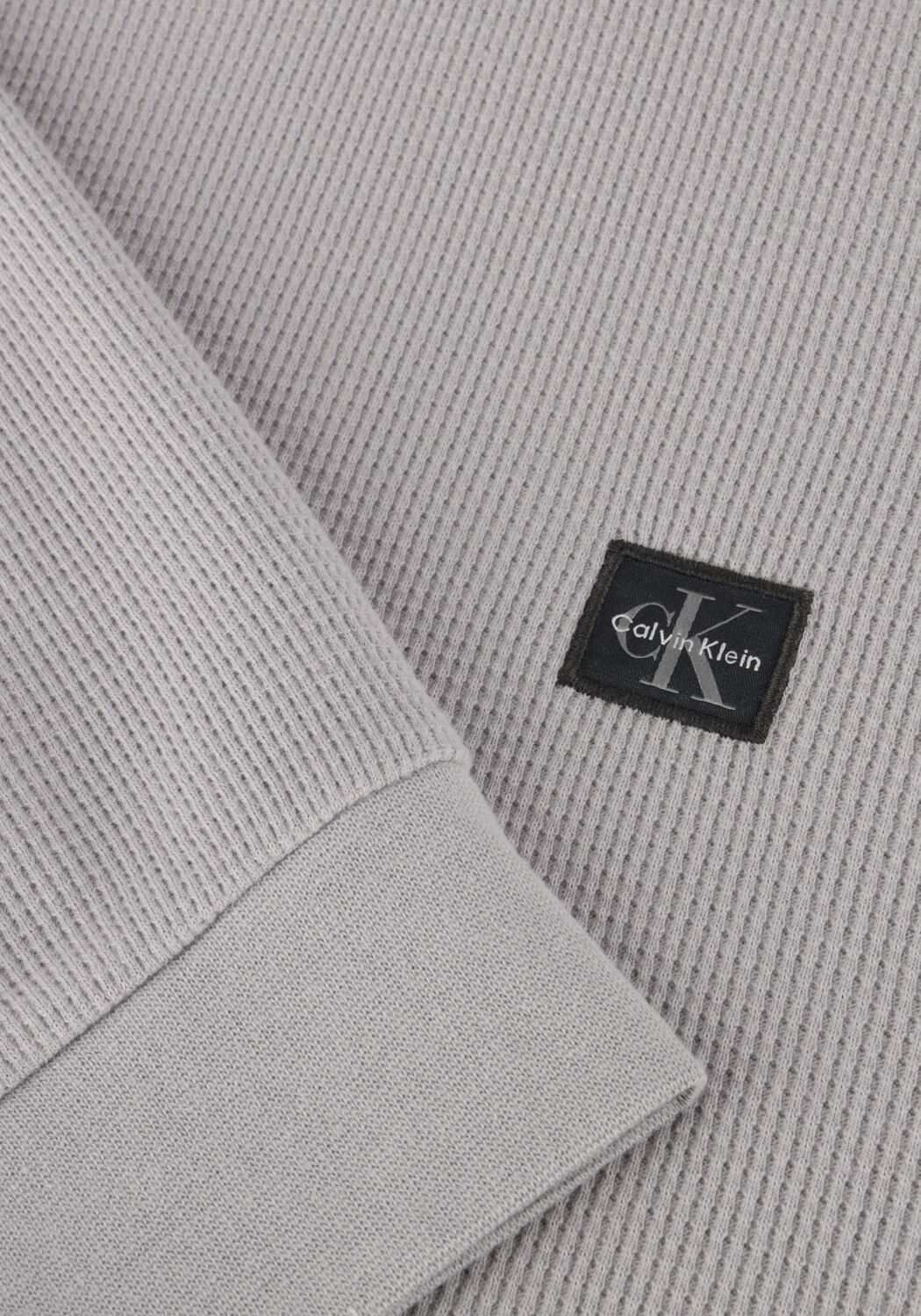 Grijze CALVIN KLEIN Trui LS WAFFLE BADGE CREWNK TEE - large